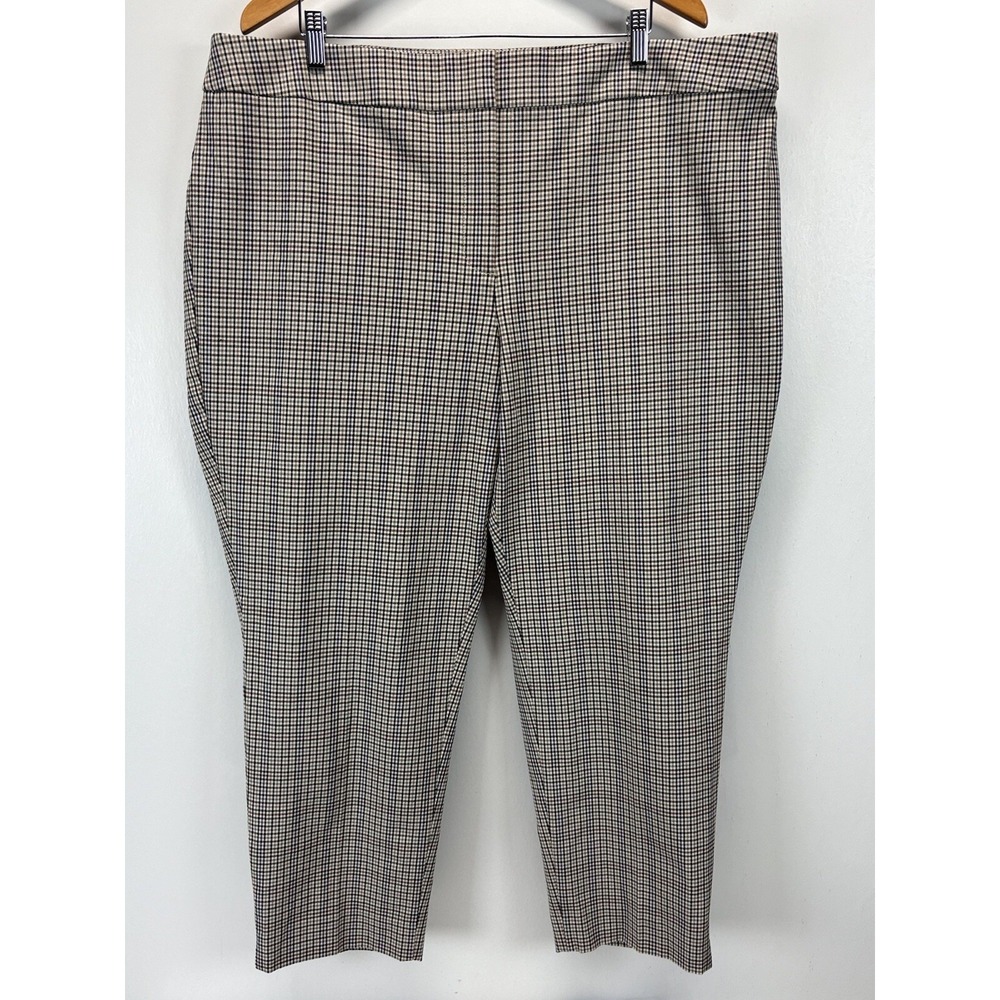 NEW! Talbots Chatham Ankle Plaid Pants Sz 24W Plus Women's Career Stretch